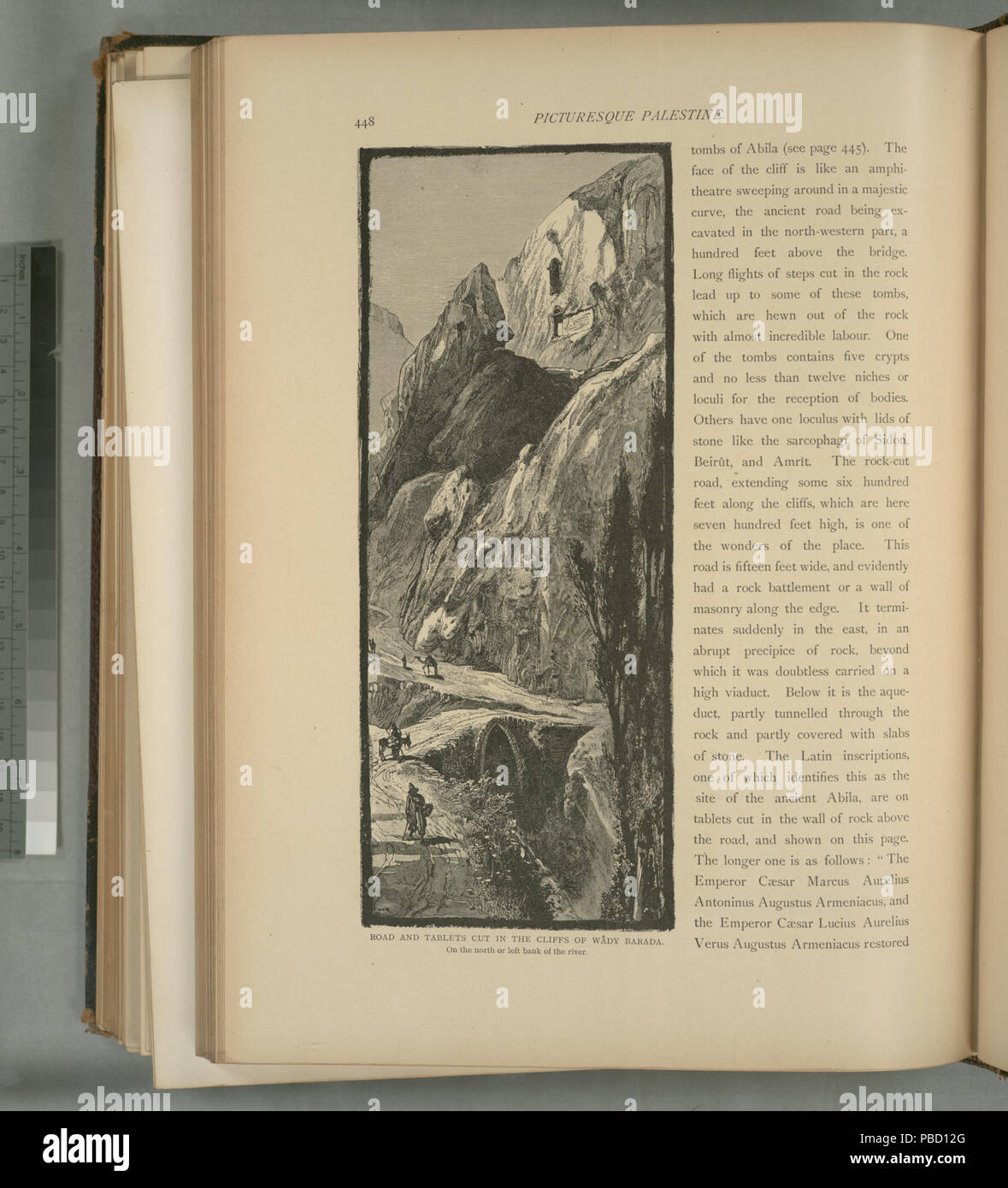 1263 Straßen- und Tabletten schnitt in den Felsen von Wâdy Barada. Auf der Nord- oder linken Ufer des Flusses (Nypl b 10607452-80541) Stockfoto