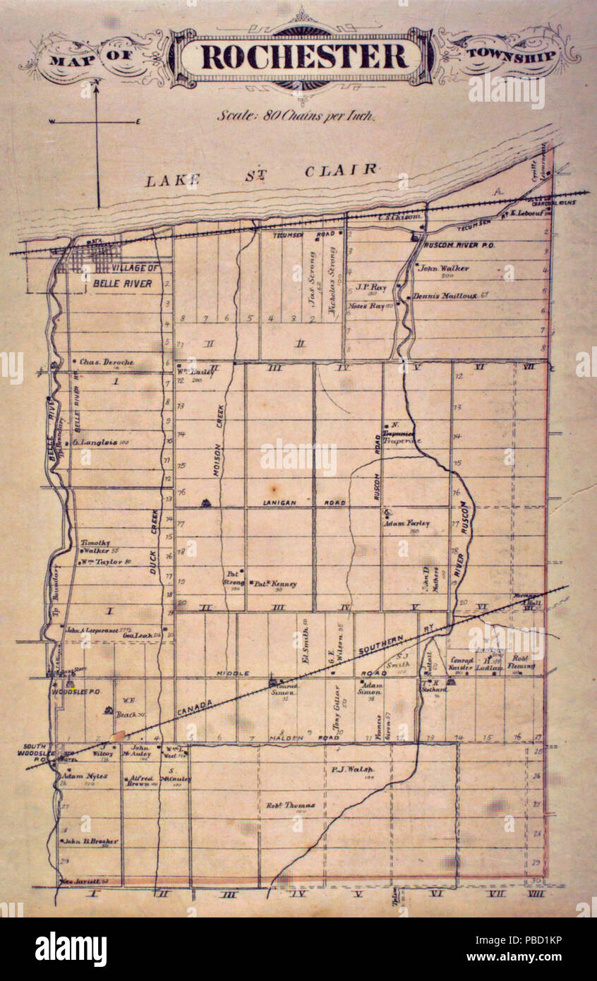 1266 Rochester Township im Jahre 1881, Essex County Ontario Stockfoto