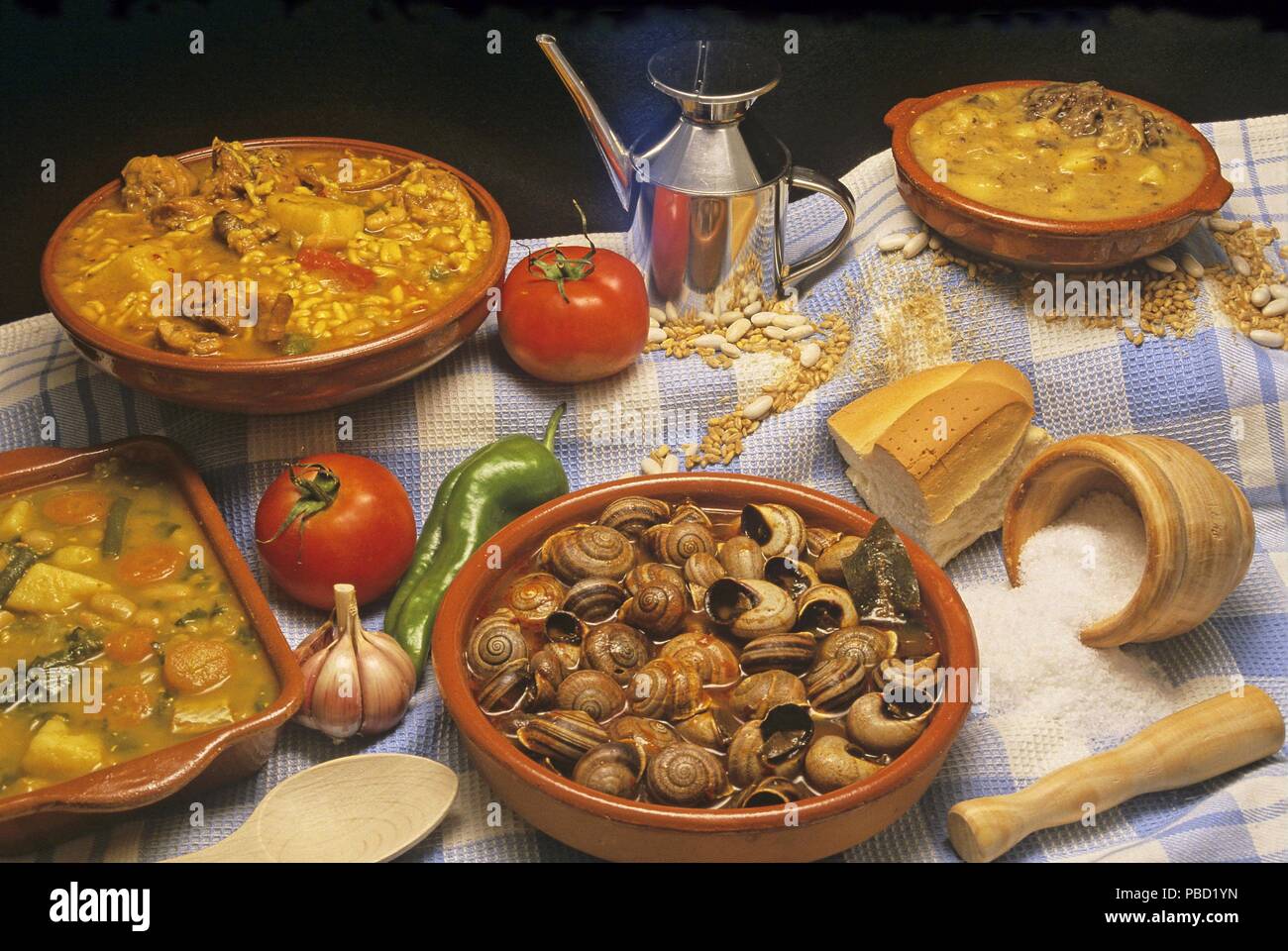 Traditionelle Nahrungsmittel, Almeria, Andalusien, Spanien, Europa. Stockfoto