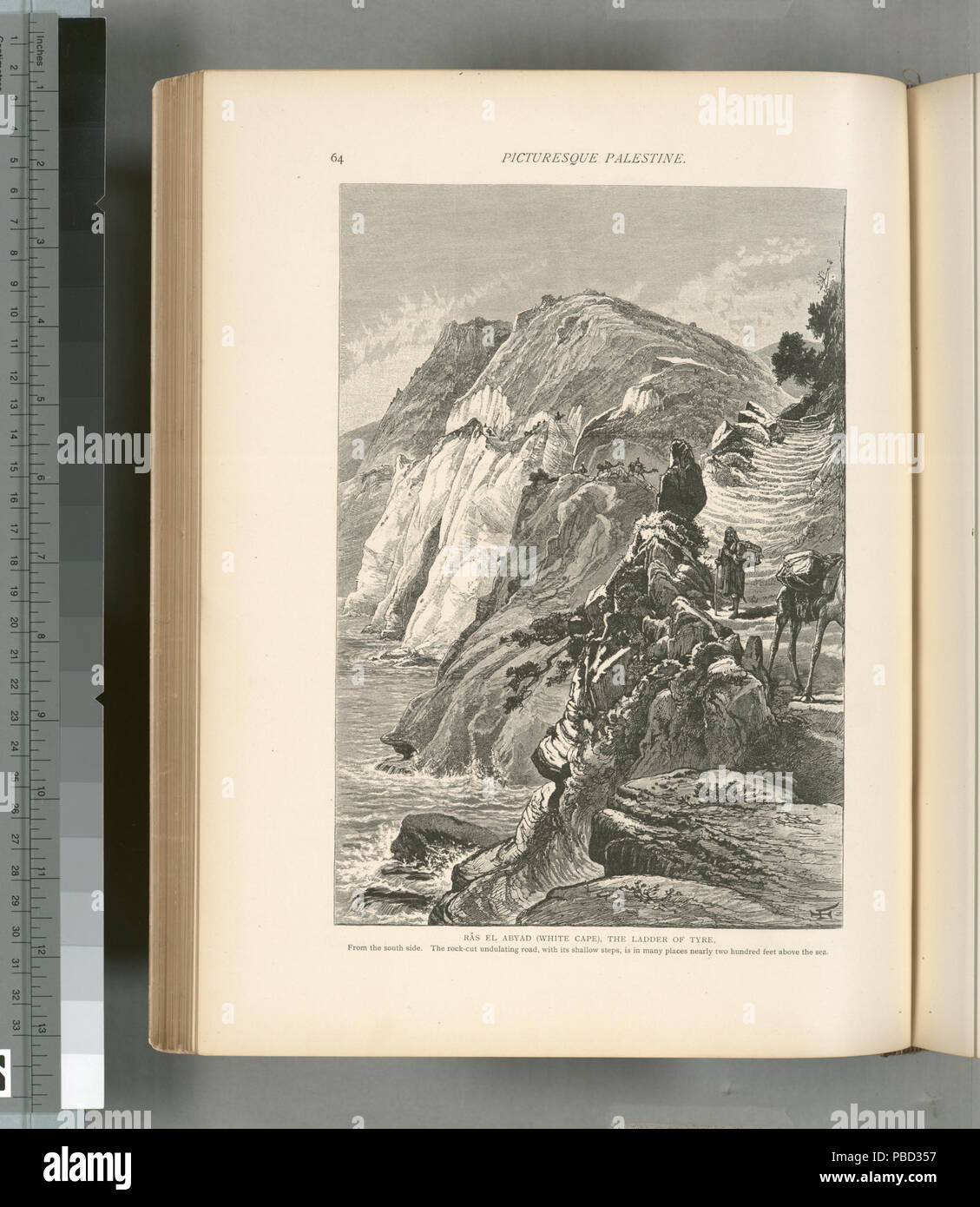 1280 Râs el Abyad (Weißer Cape), der Leiter des Reifens. Von der südlichen Seite. Die aus dem Felsen gehauenen hügeligen Straße. Mit seinem flachen Stufen, ist an vielen Orten fast zweihundert Meter über dem Meer (Nypl b 10607452-80608) Stockfoto