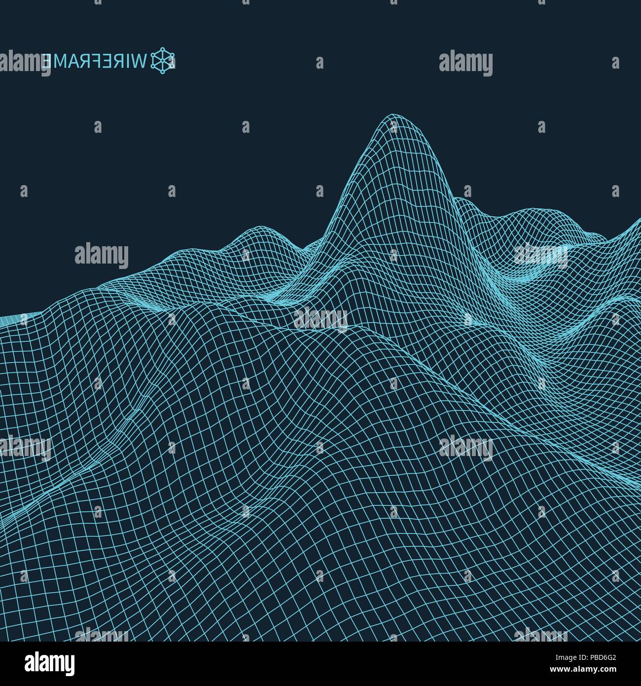 Abstract vector Landschaft Hintergrund. Cyberspace Grid. 3d-technologie Abbildung. Stock Vektor