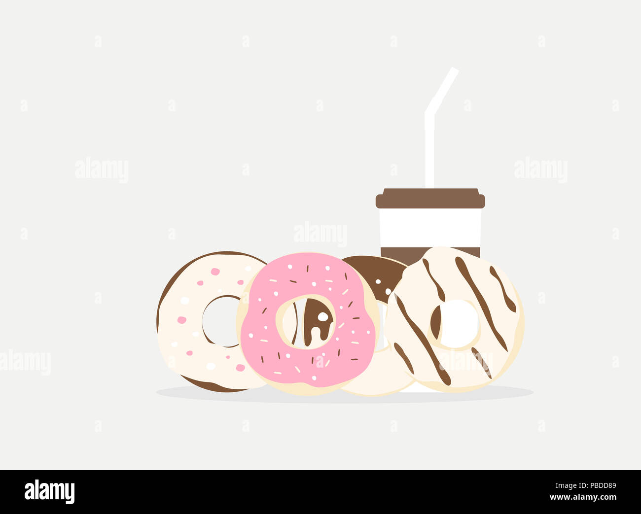 Vector Illustration Krapfen und Getränken Stockfoto