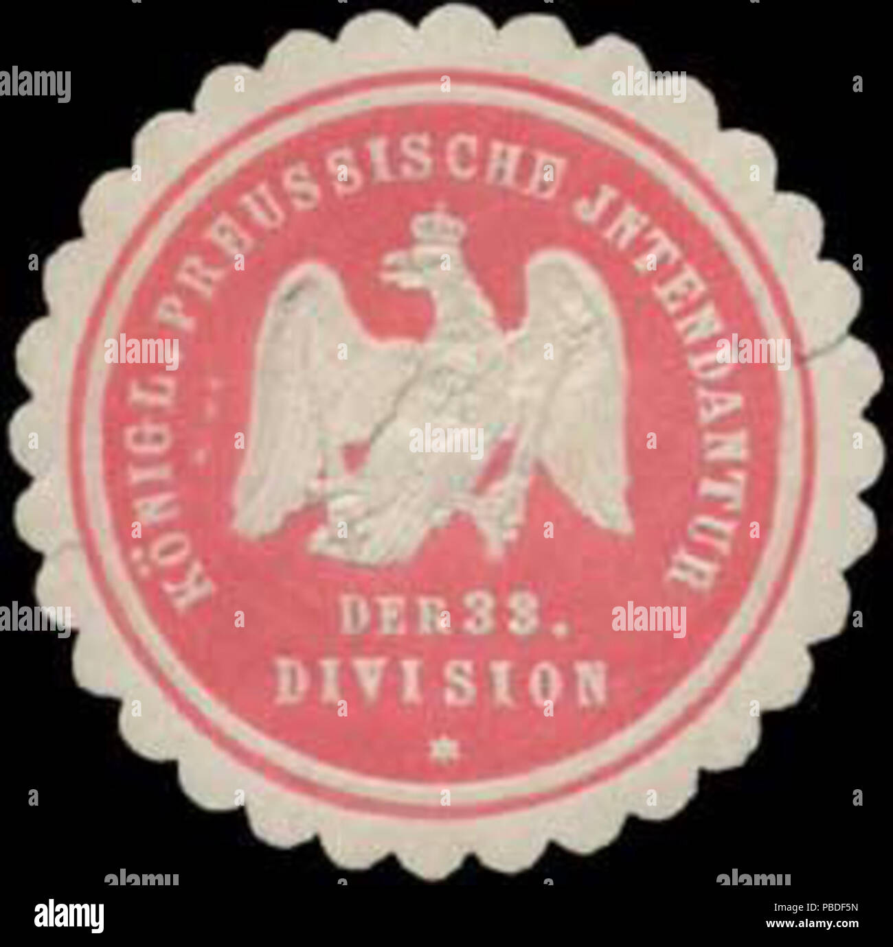 1426 Siegelmarke K.Pr. Intendantur der 33. Division W 0390801 Stockfoto