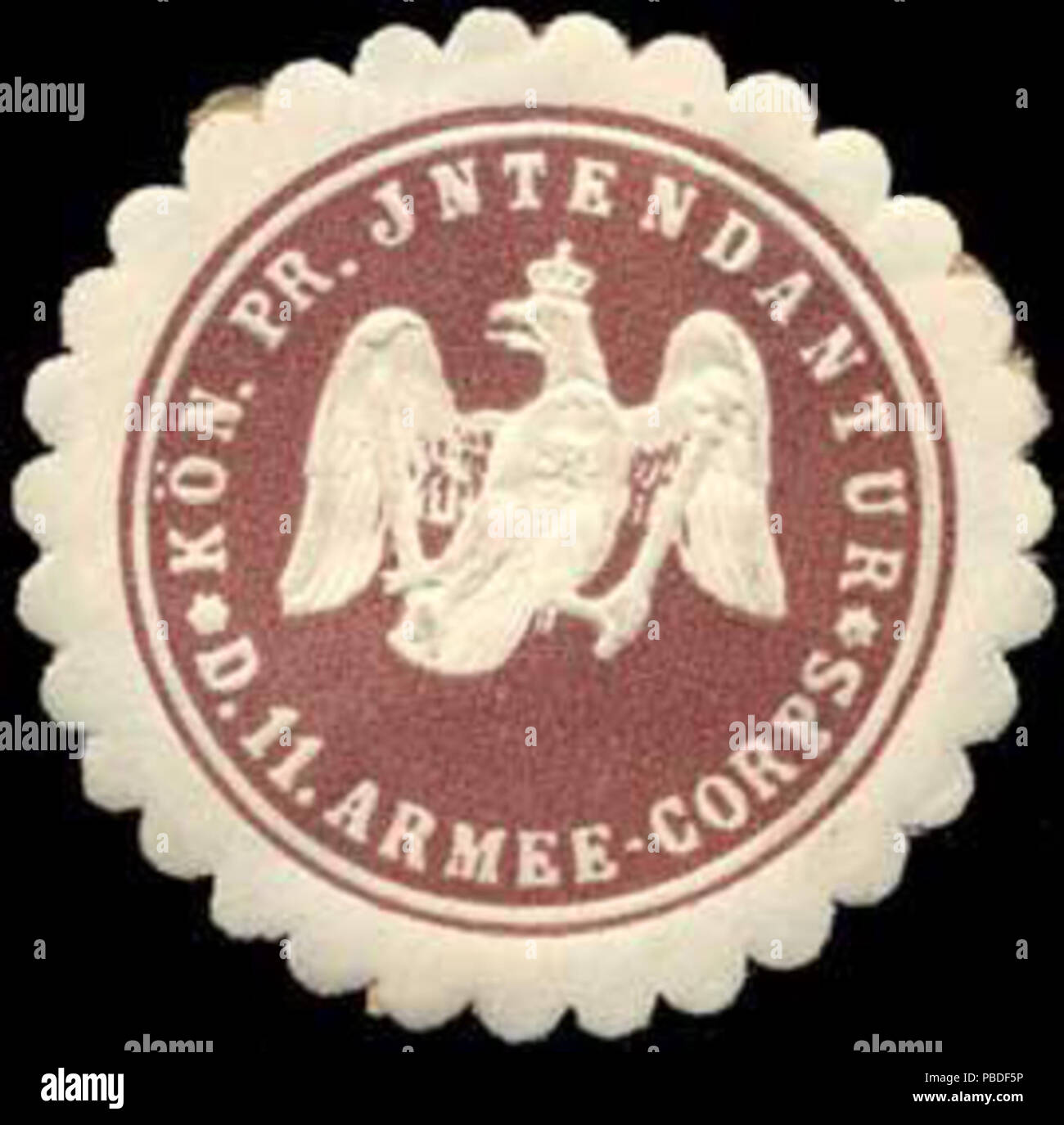 1426 Siegelmarke K.Pr. Intendantur des 11. Armee-Corps W 0283672 Stockfoto