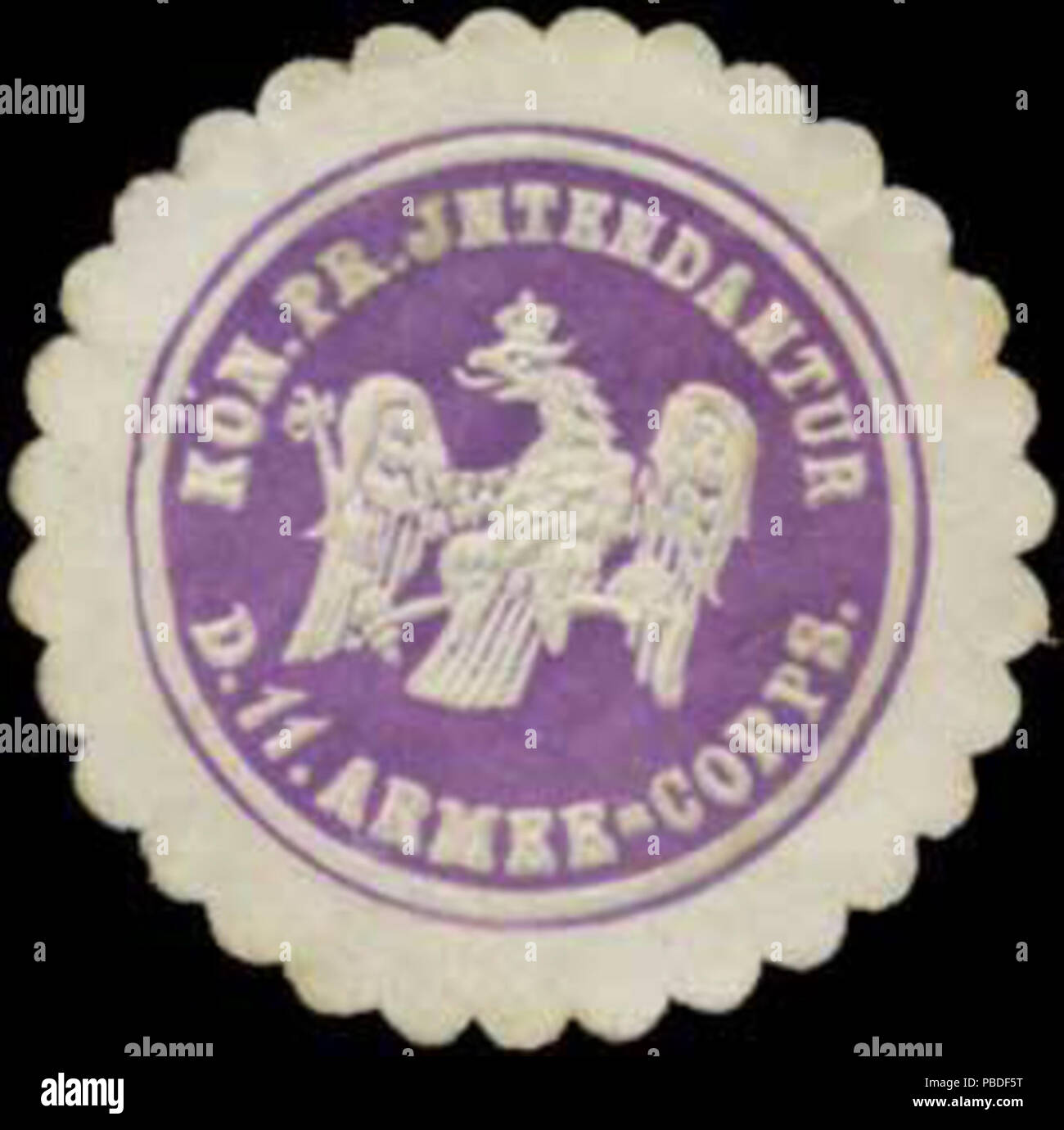 1426 Siegelmarke K.Pr. Intendantur des 11. Armee-Corps W 0343748 Stockfoto