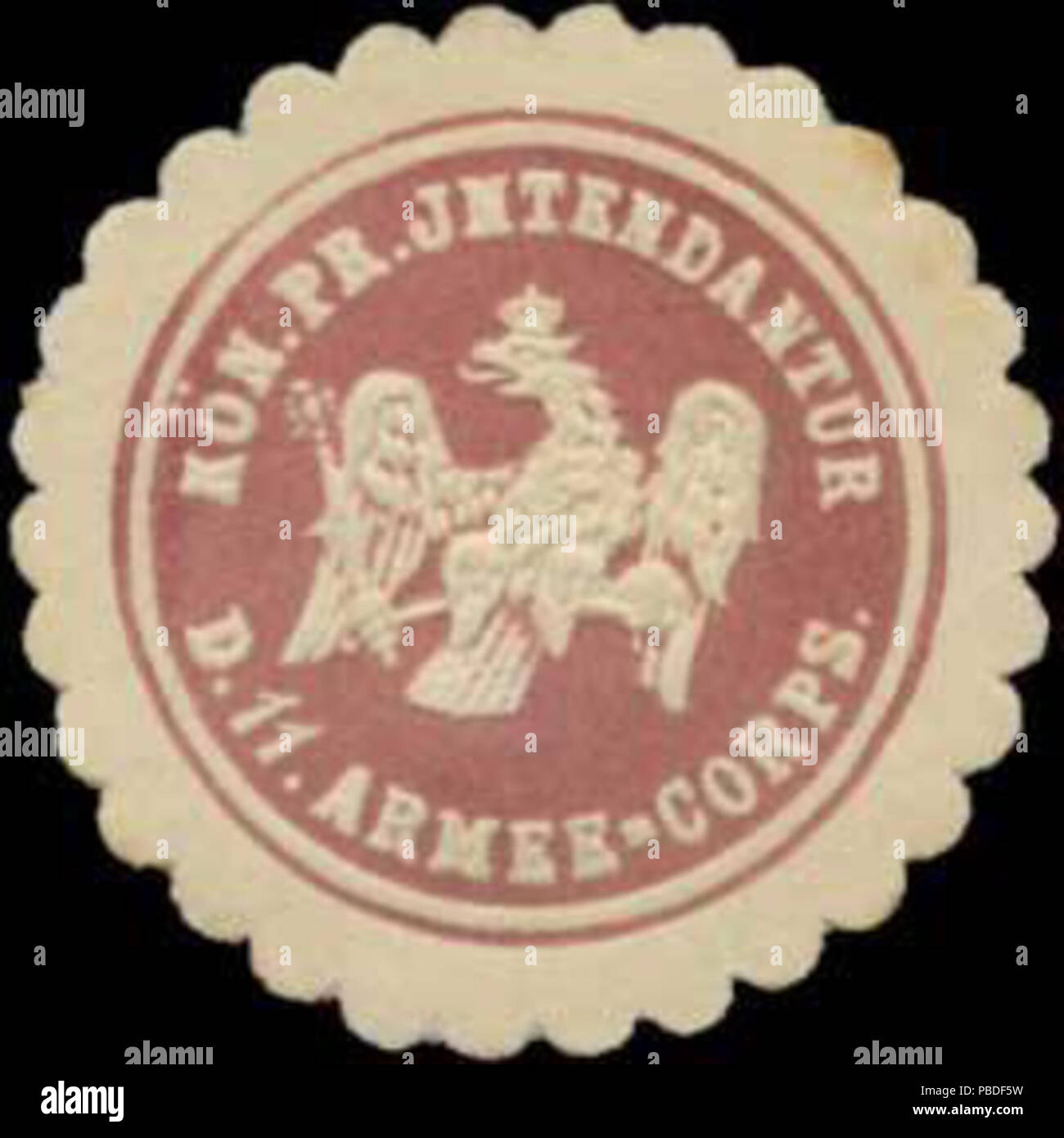 1426 Siegelmarke K.Pr. Intendantur des 11. Armee-Corps W 0345199 Stockfoto