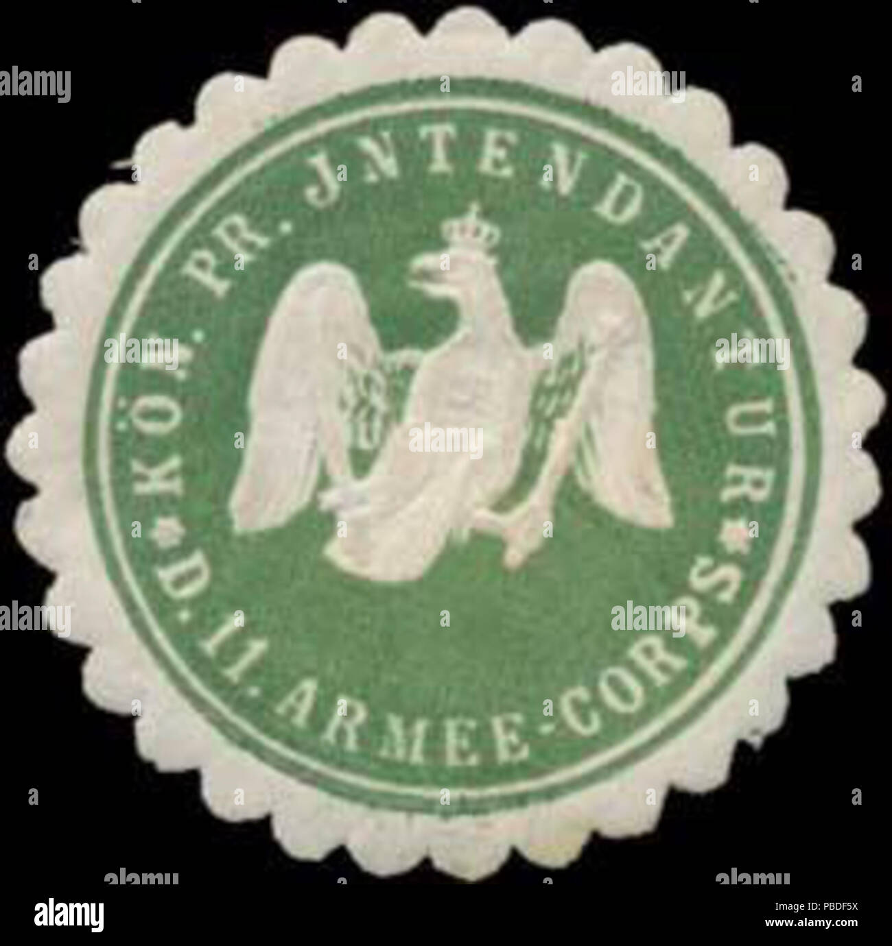 1426 Siegelmarke K.Pr. Intendantur des 11. Armee-Corps W 0351900 Stockfoto