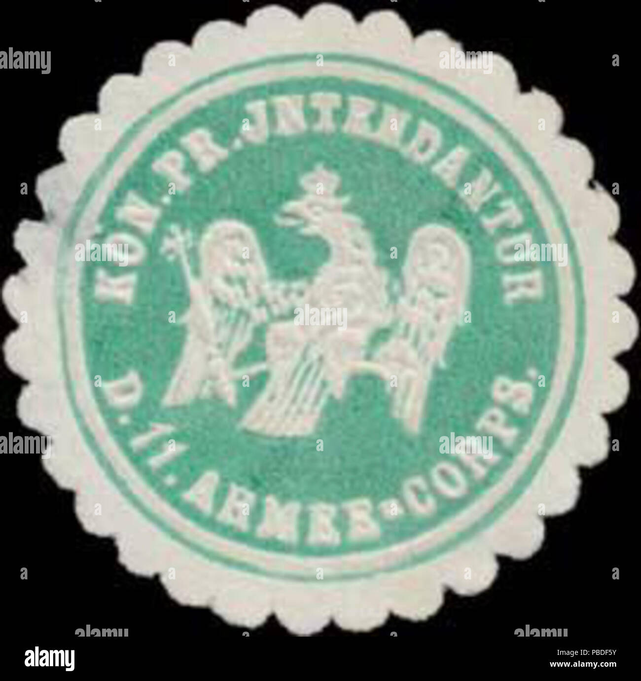 1426 Siegelmarke K.Pr. Intendantur des 11. Armee-Corps W 0386166 Stockfoto