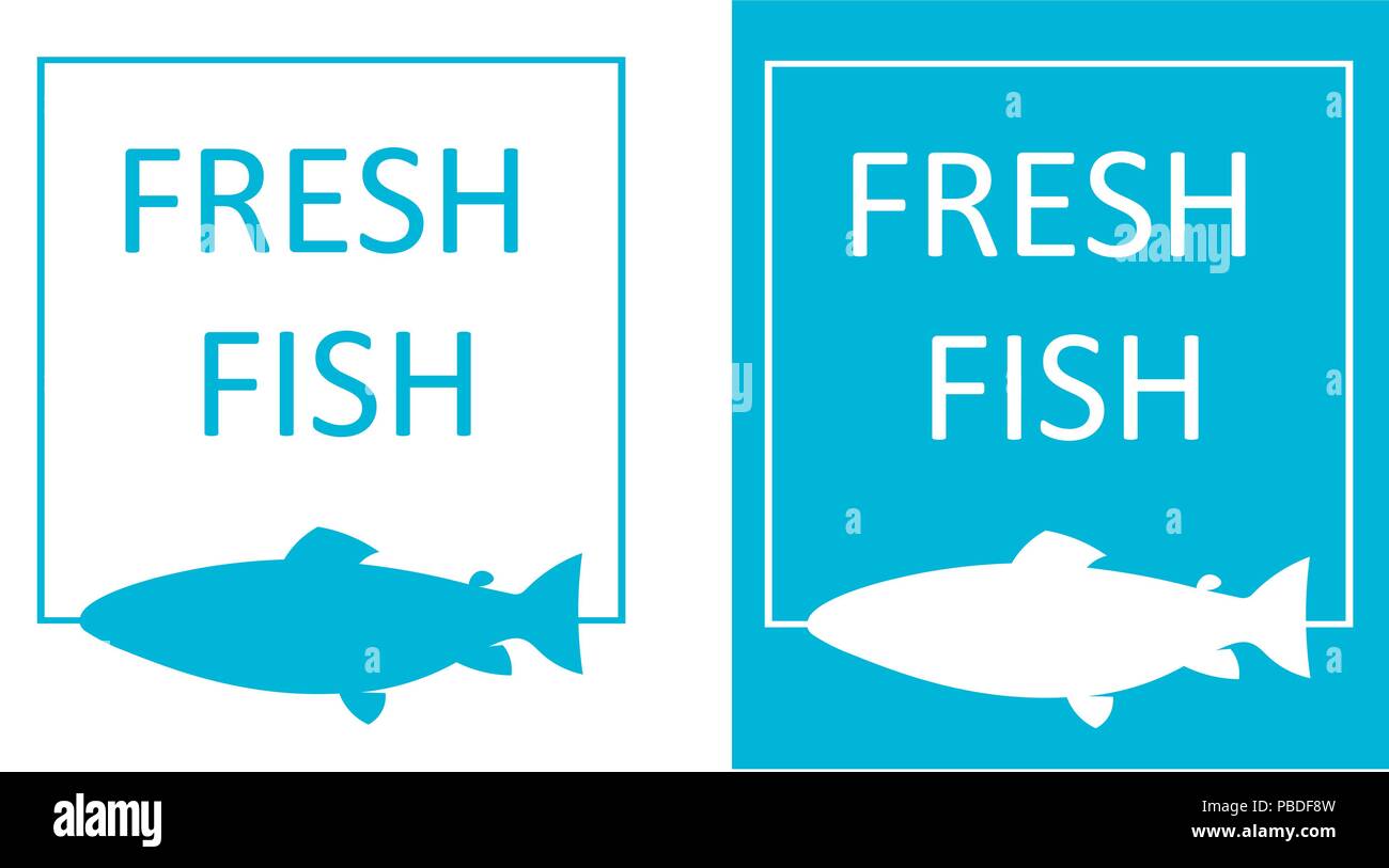 Silhouette der Fische in den Frame, frischer Fisch, minimalistischen Logo Stock Vektor