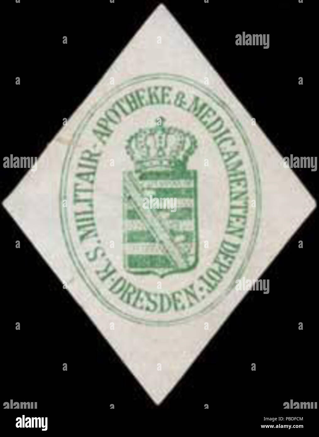 1433 Siegelmarke K.S. Militair-Apotheke&amp; Medicamenten Depot W 0350591 Stockfoto
