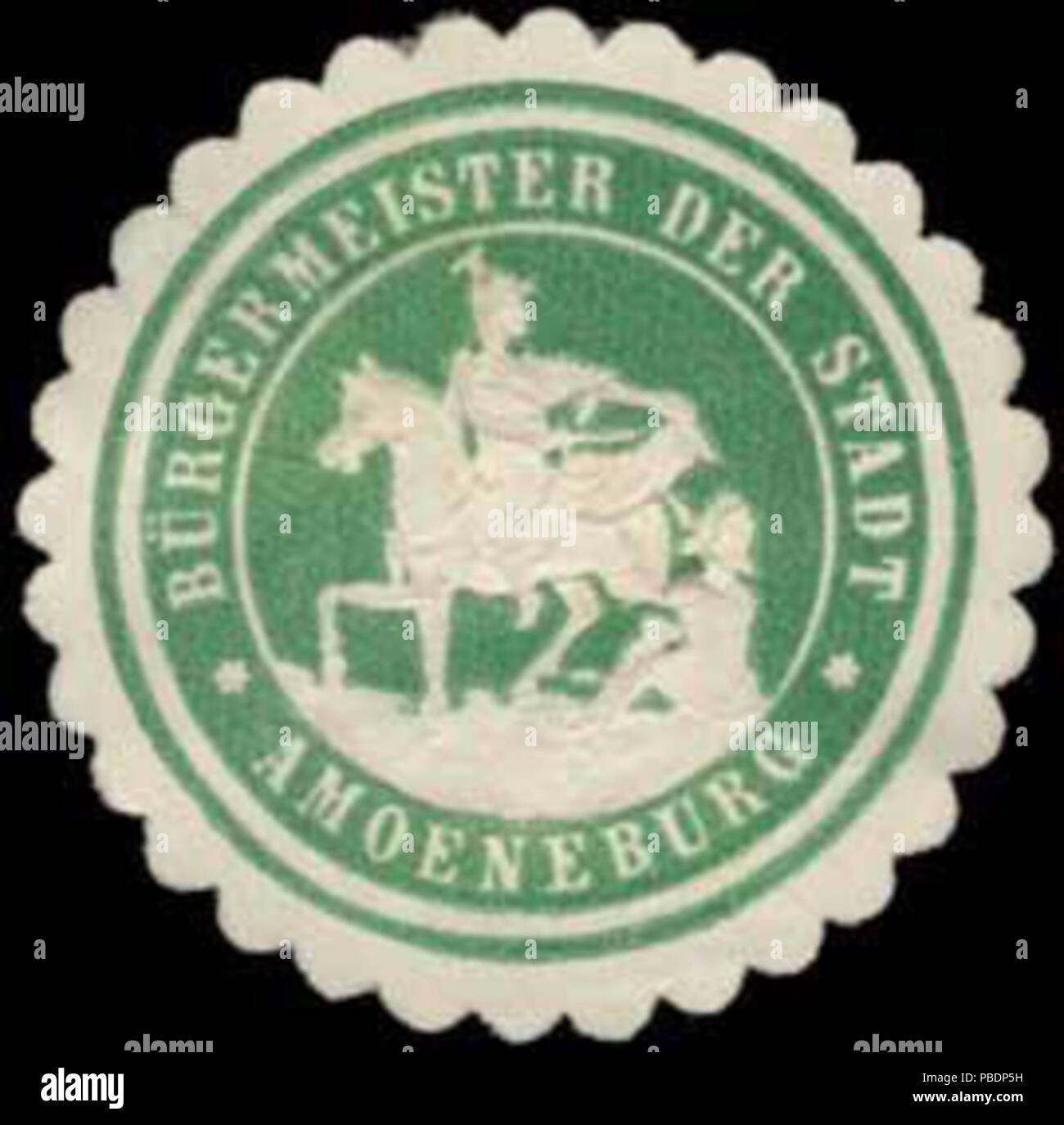 Alte Briefverschlussmarke aus Papier, welche seit ca. 1850 von Behoerden, Anwaelten, Notaren und Firmen zum Verschliessen der Post verwendet wurde. 1328 Siegelmarke Bürgermeister der Stadt Amöneburg W 0383973 Stockfoto