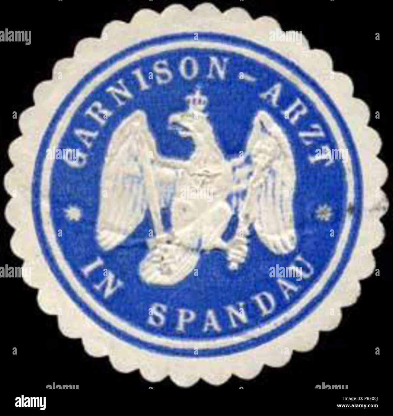 1358 Siegelmarke Garnison-Arzt in Spandau W 0285486 Stockfoto