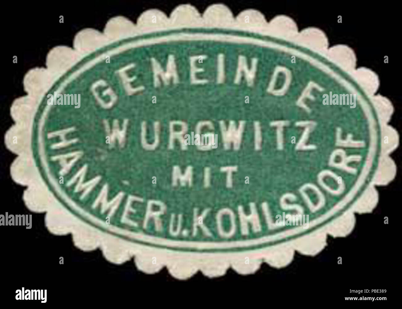 1379 Siegelmarke Gemeinde Wurgwitz mit Hammer und Kohldorf W 0262102 Stockfoto