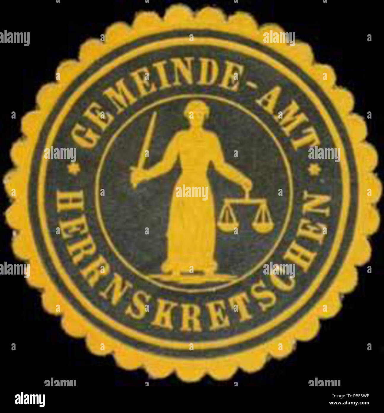 1382 Siegelmarke Gemeinde-Amt Herrnskretschen W 0320599 Stockfoto