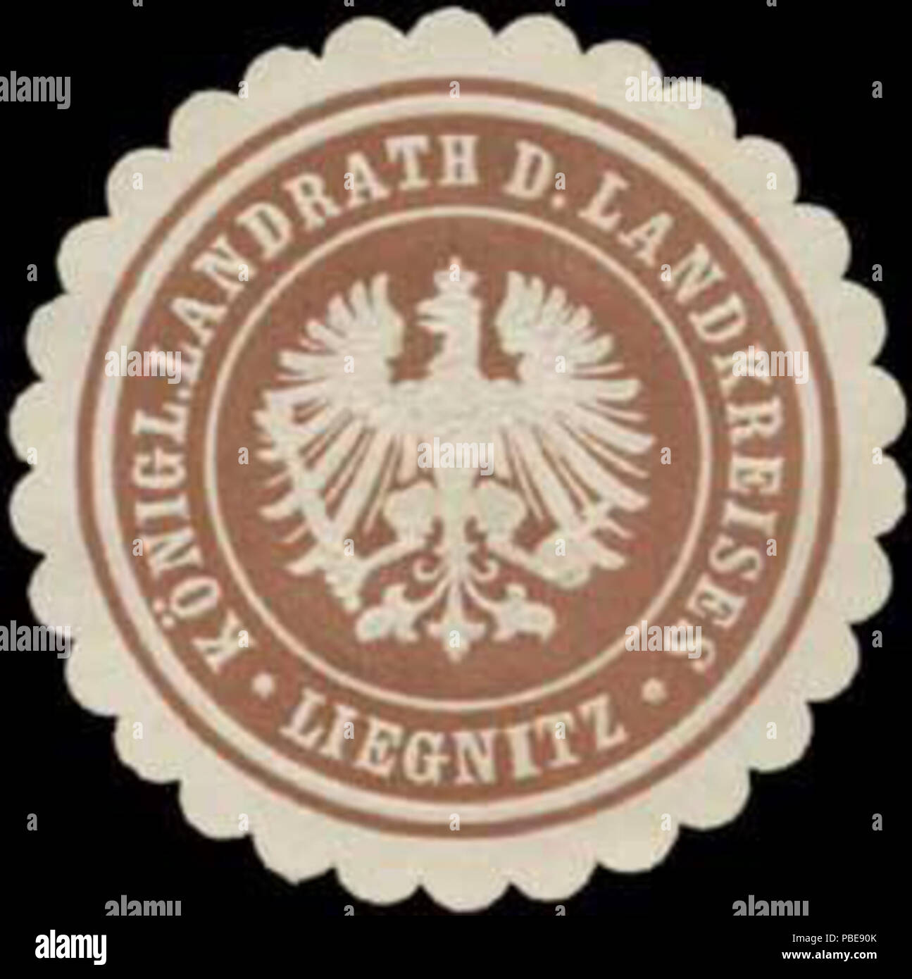 1408 Siegelmarke K. Landrath des Landkreises Liegnitz-Schlesien W 0390590 Stockfoto