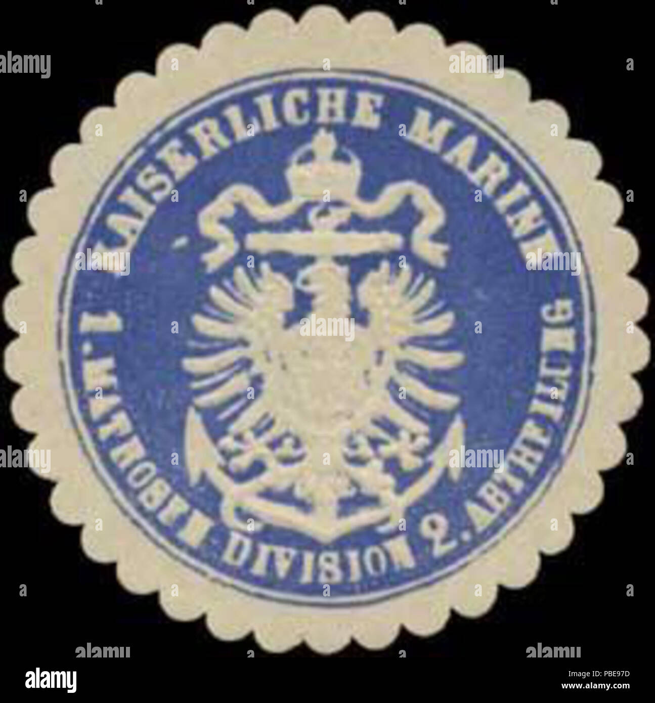 1408 Siegelmarke K. Marine 1. Matrosen-Division 2. Abtheilung W 0357419 Stockfoto