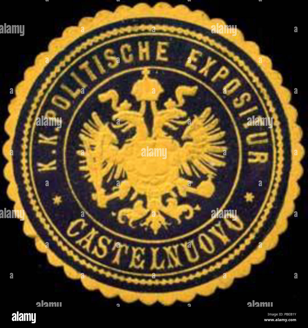 1421 Siegelmarke K.K. Politische Expositur Castelnuovo W 0317277 Stockfoto
