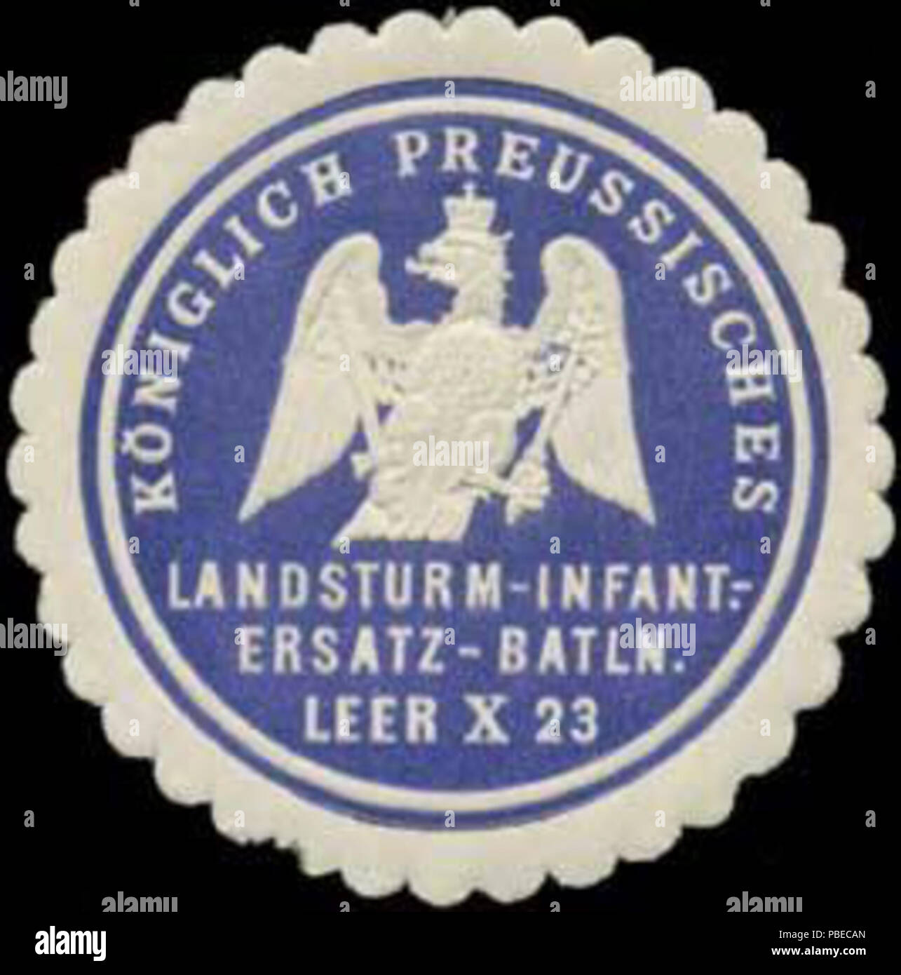 1428 Siegelmarke K.Pr. Landsturm-Infanterie-Ersatz-Bataillon Leer X 23 W 0346839 Stockfoto