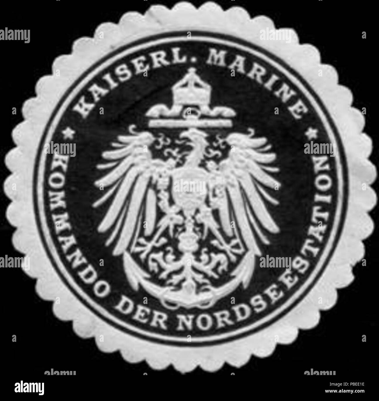 1438 Siegelmarke Kaiserlichen Marine-Kommando der Norseestation W 0224198 Stockfoto