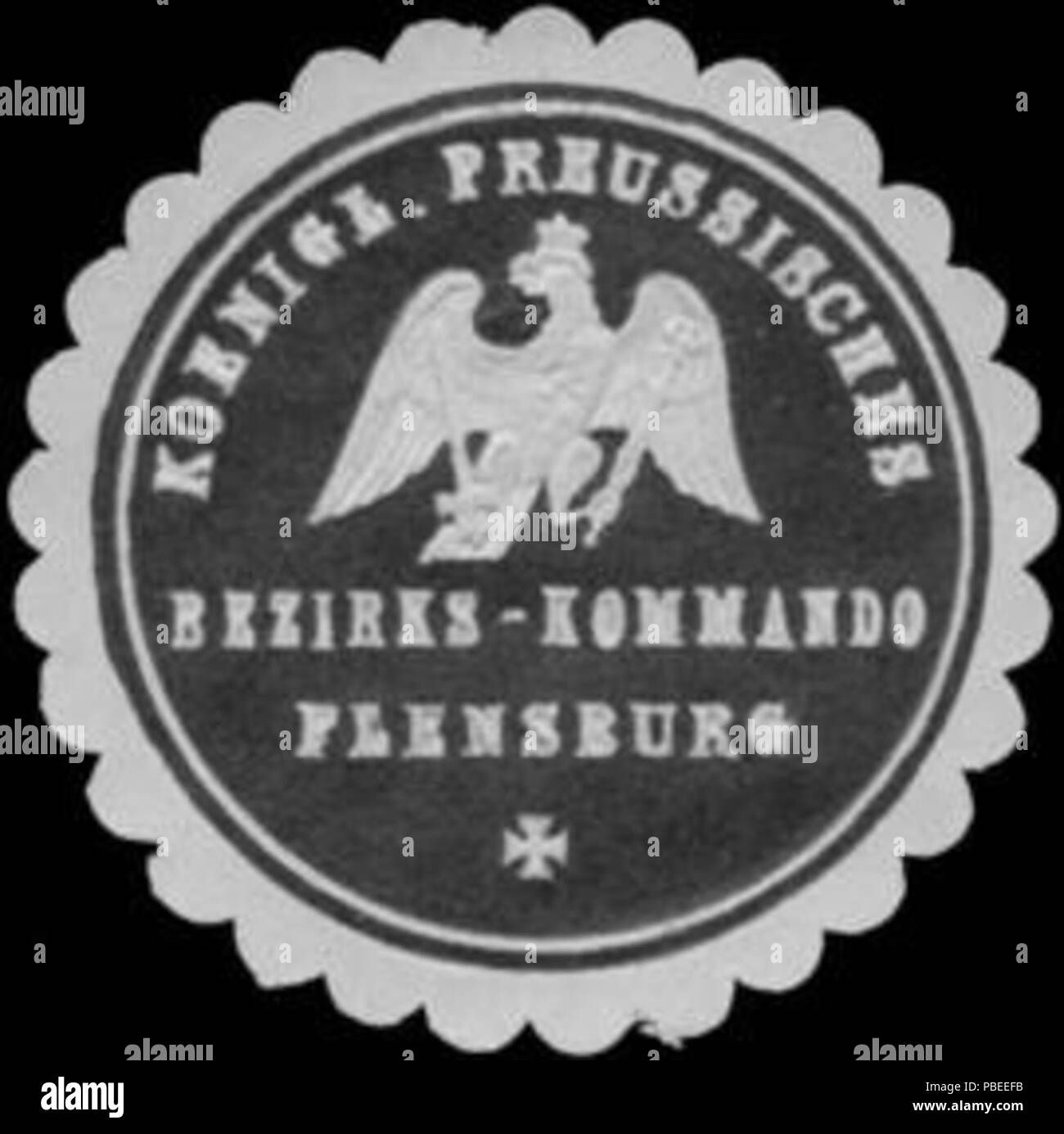 1441 Siegelmarke Koenigl. Preussisches Bezirks-Kommando Flensburg W 0338765 Stockfoto