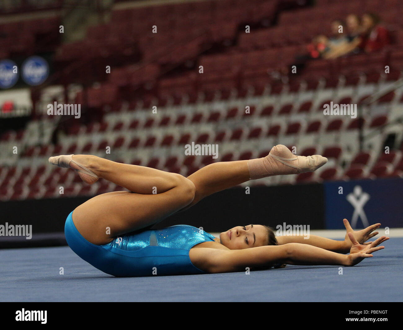 Columbus, OH, USA. 27. Juli, 2018. Olivia Dunne während podium Training vor dem GK US-Classic Gymnastik Wettbewerb in Columbus, OH. Melissa J. Perenson/CSM/Alamy leben Nachrichten Stockfoto