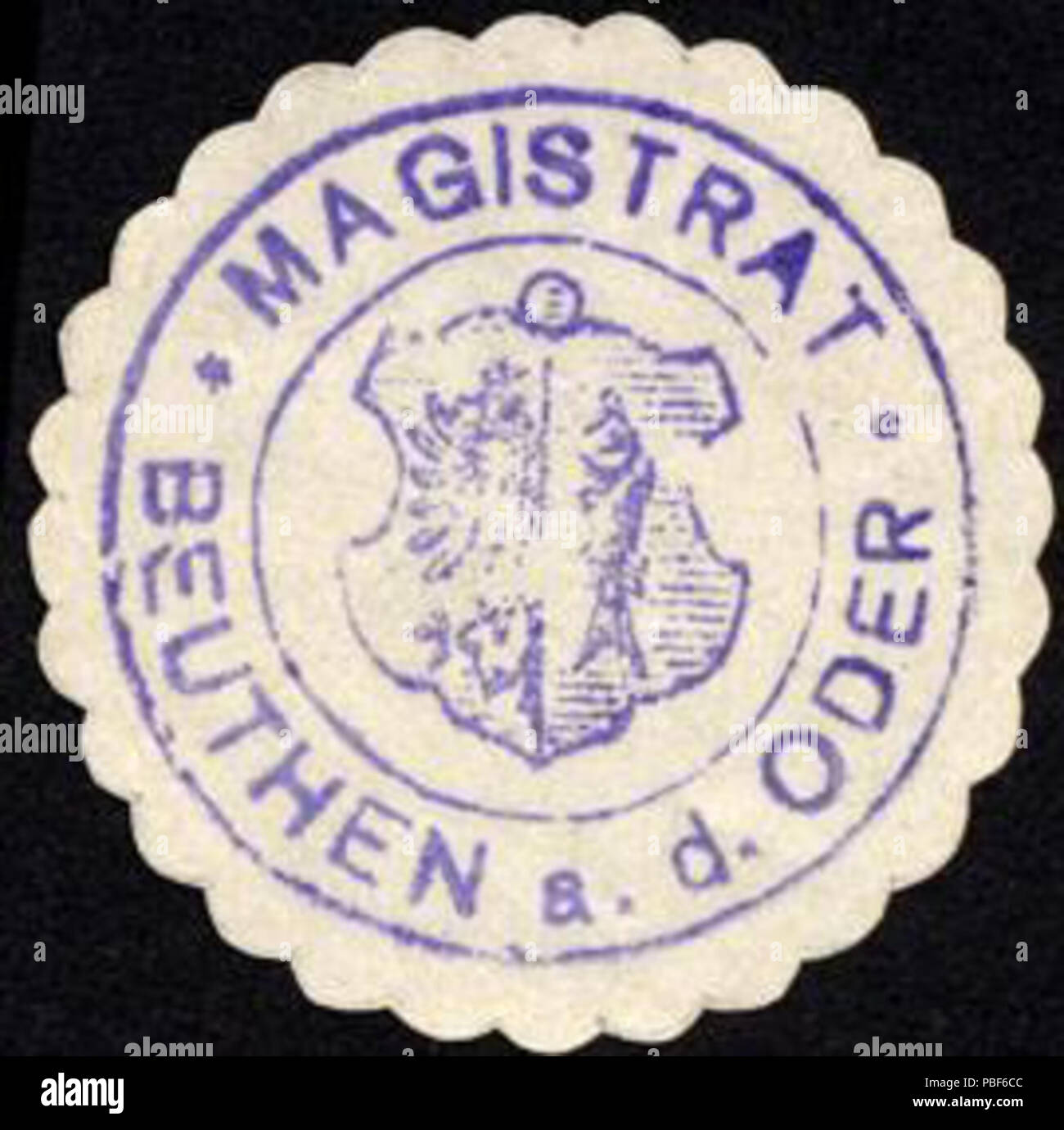 1477 Siegelmarke Magistrat Beuthen/Oder W 0229210 Stockfoto