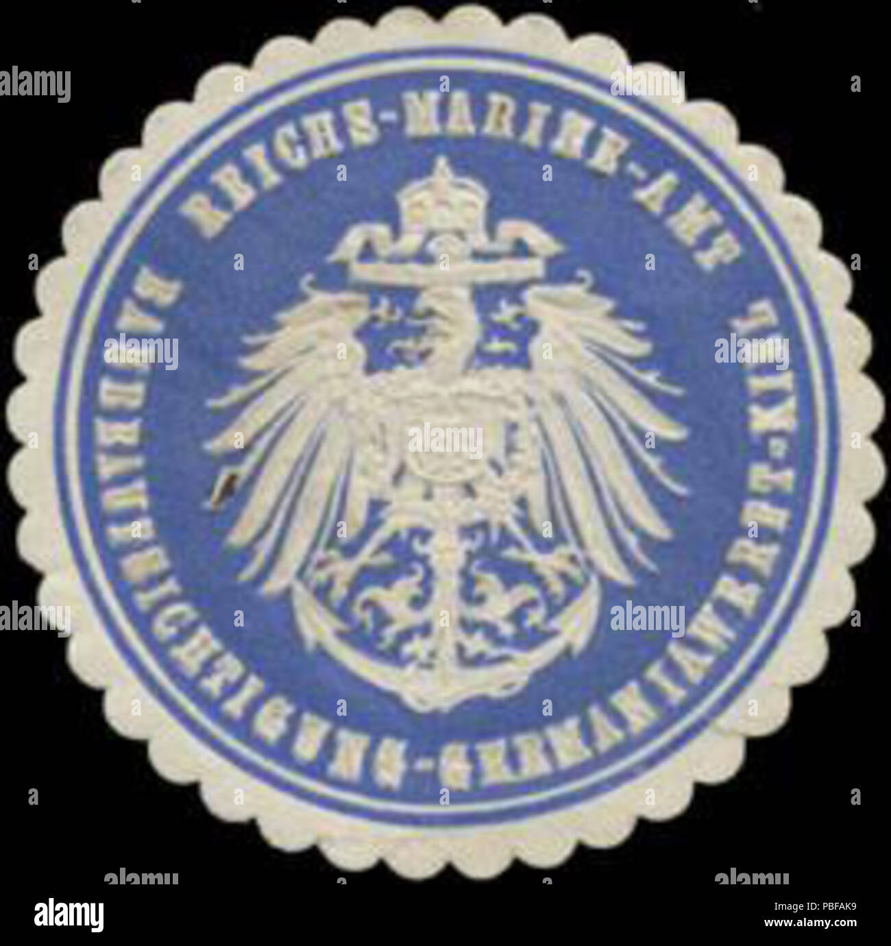 1500 Siegelmarke Reichs-Marine-Amt Baubeaufsichtigung-Germaniawerke Kiel W 0383322 Stockfoto
