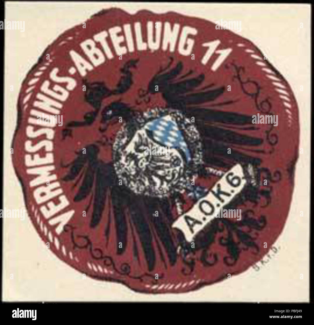 1532 Siegelmarke Vermessungs-Abteilung 11 - Armee-Ober-Kommando 6 W 0260672 Stockfoto
