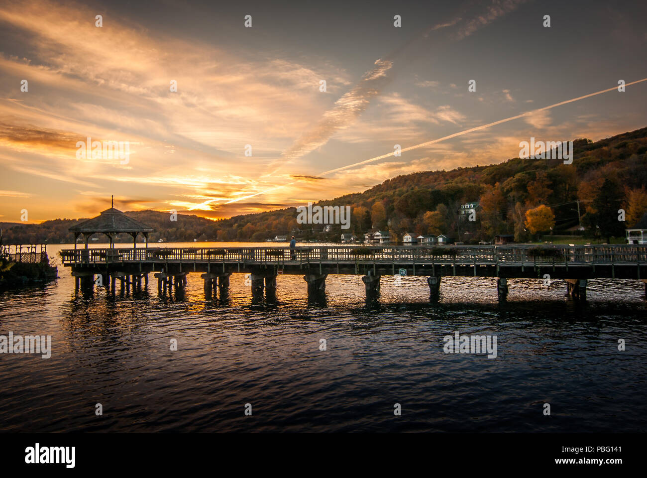 Sonnenuntergang an der North Hatley Stockfoto