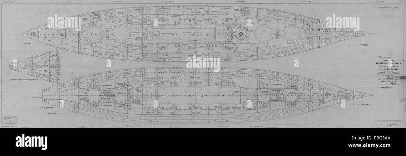 1552 South Dakota Kategorie Vertrag Plan 7 - dritten Deck&amp; erste Plattform Stockfoto