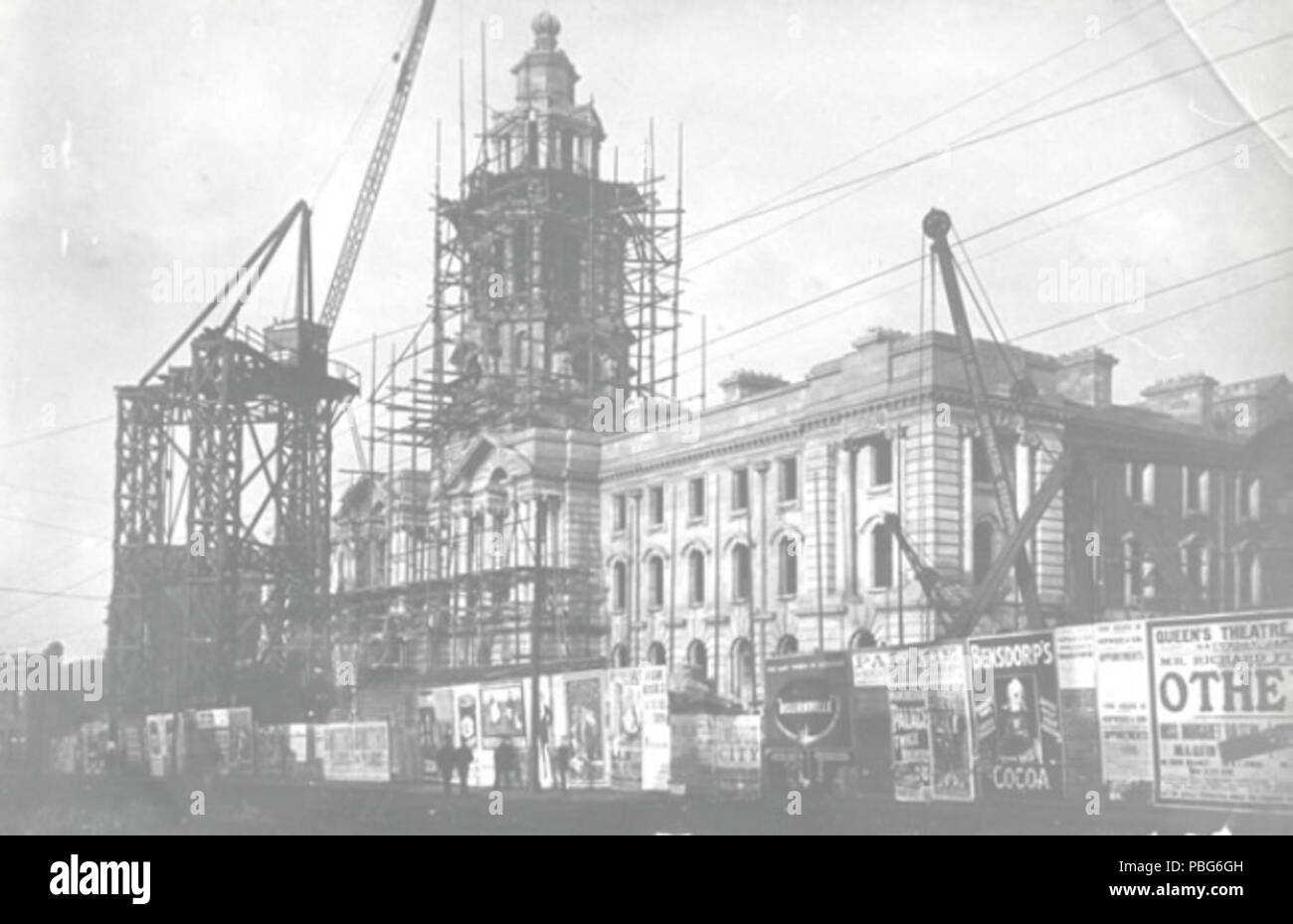 1576 Stockport Rathaus im Bau c 1907 Stockfoto