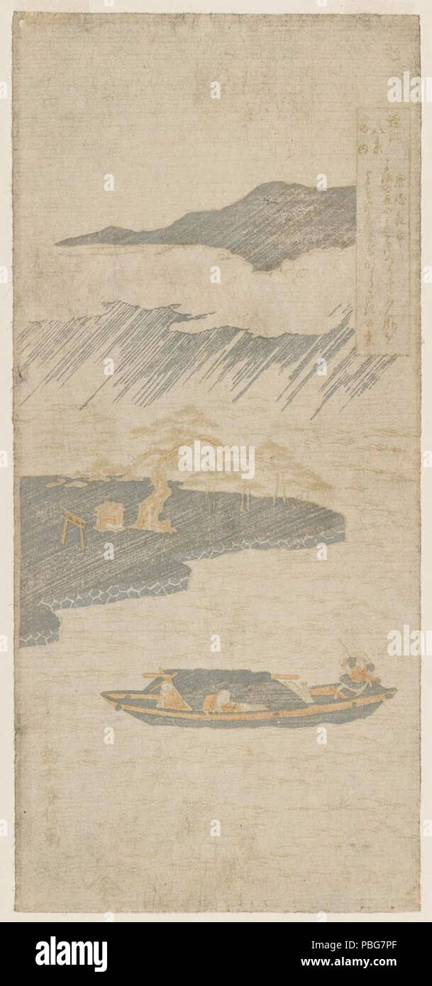 1589 Suzuki Harunobu (C. 1760) Hakkei Ōmi no Uchi-Karasaki Yau (Vorderseite) Stockfoto