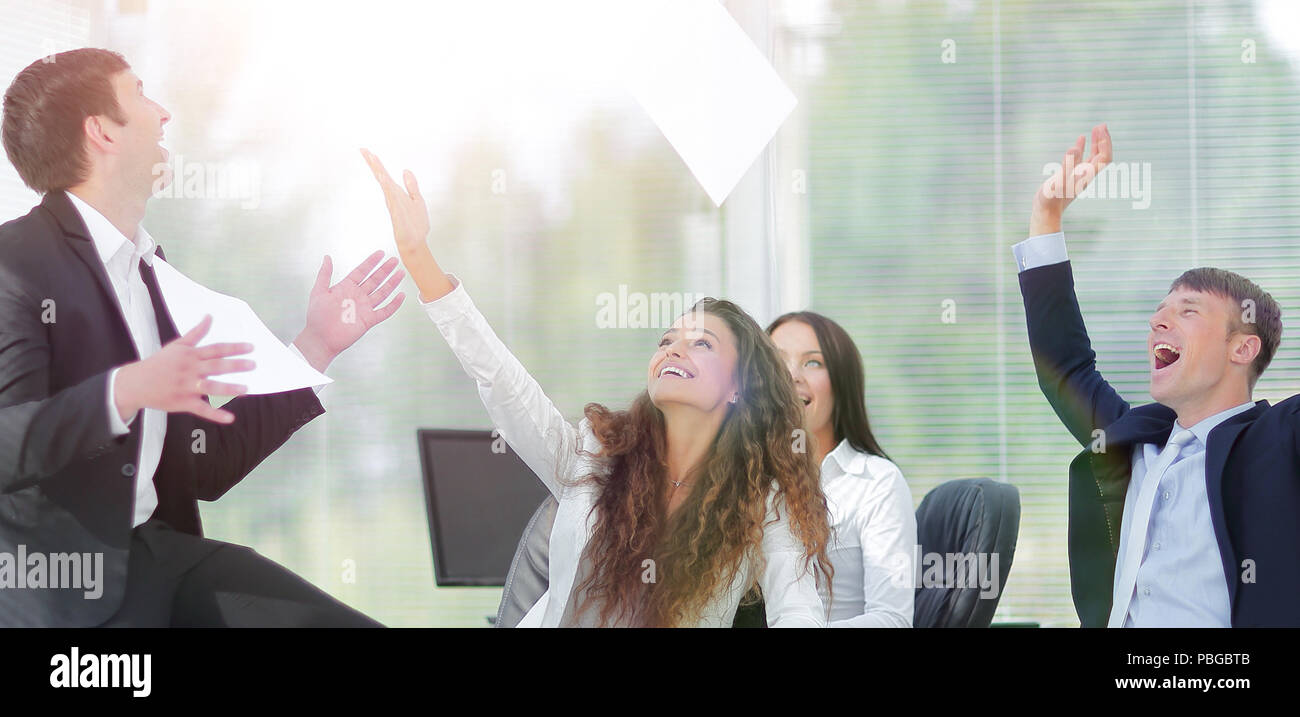 Business Team ihren Sieg feiern. Stockfoto