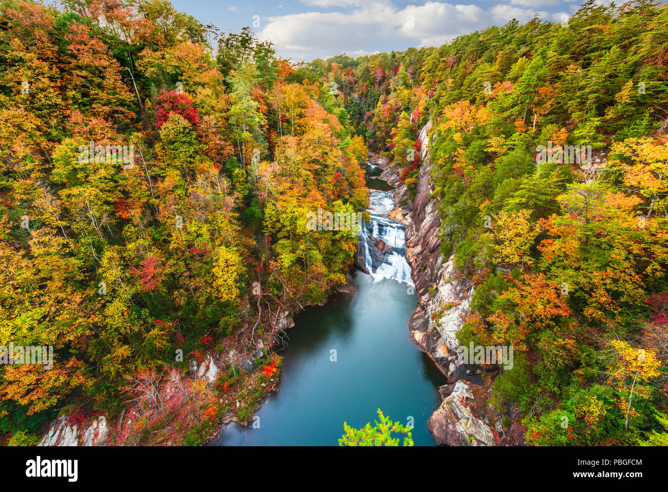 Tallulah fällt, Georgia, USA mit Blick auf Tallulah Gorge in die Herbstsaison. Stockfoto