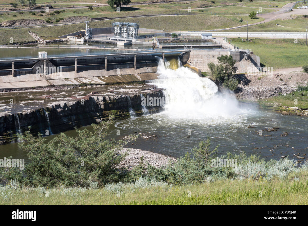 Rainbow Falls und Missouri River in Great Falls, Montana, USA Stockfoto