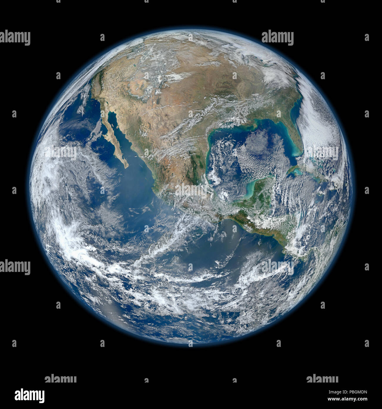 NASA Satelliten Bild des Planeten Erde als blauen Marmor auf Nordamerika zentriert Stockfoto