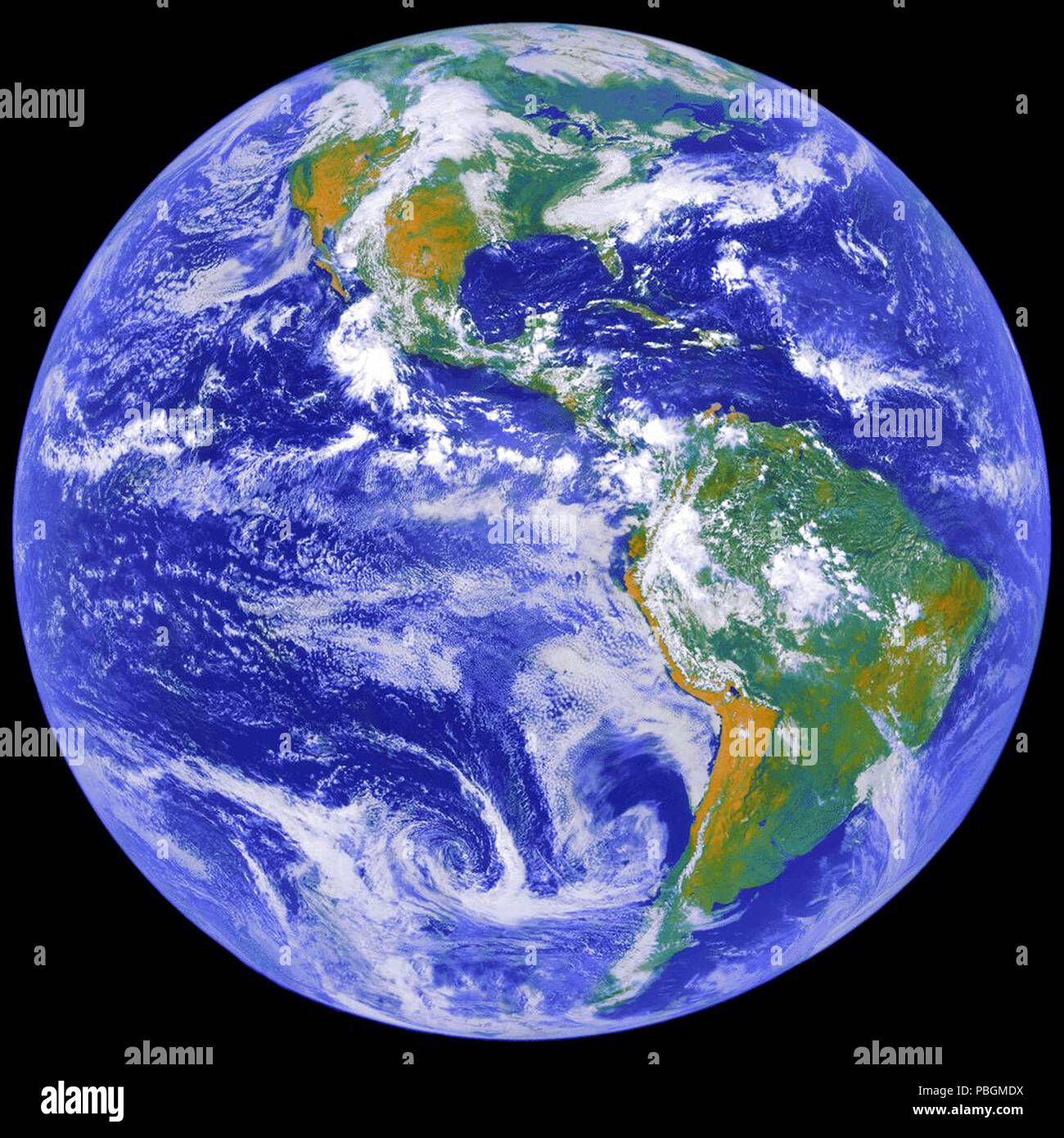 NASA Satelliten Bild des Planeten Erde als blauen Marmor auf Südamerika und im Pazifischen Ozean Stockfoto