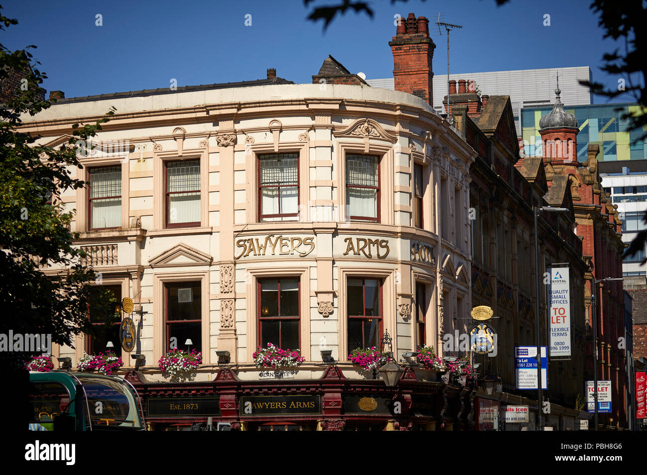 Angeblich, das älteste Pub Sawters Arme, Manchester City Centre Fliesen- Kneipe in Deansgate Stockfoto