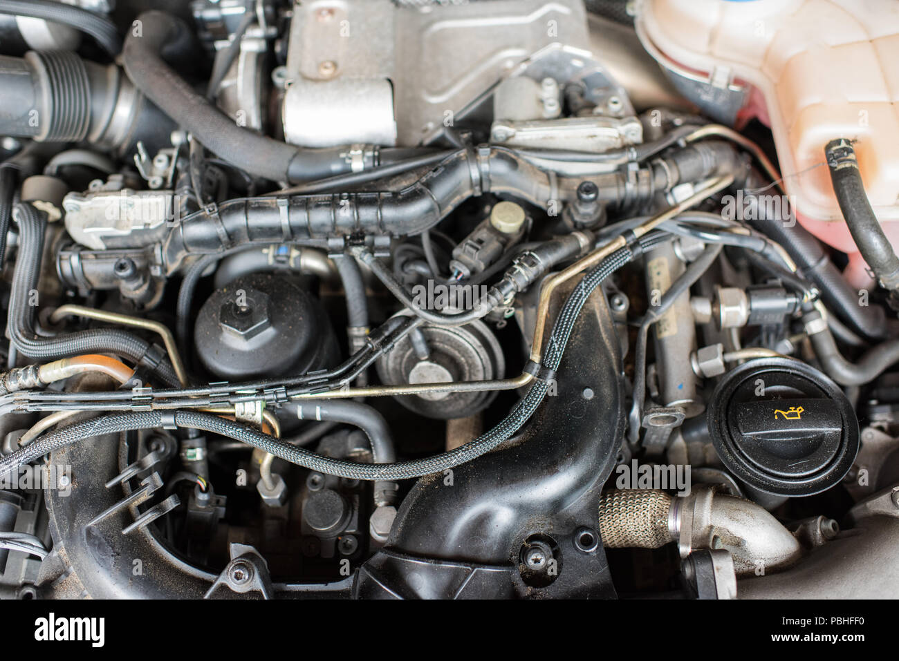 V6-Dieselmotor aus einem Auto Stockfoto