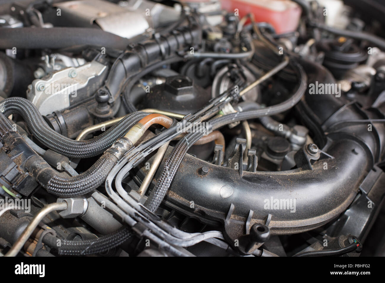 V6-Dieselmotor aus einem Auto Stockfoto