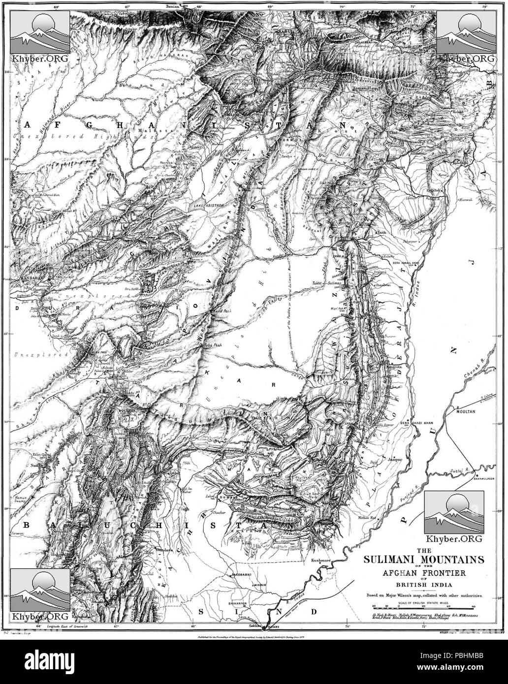 1705 Die Suleiman Berge der afghanischen Grenze von Britisch Indien (1879), die von großen Wilson Stockfoto