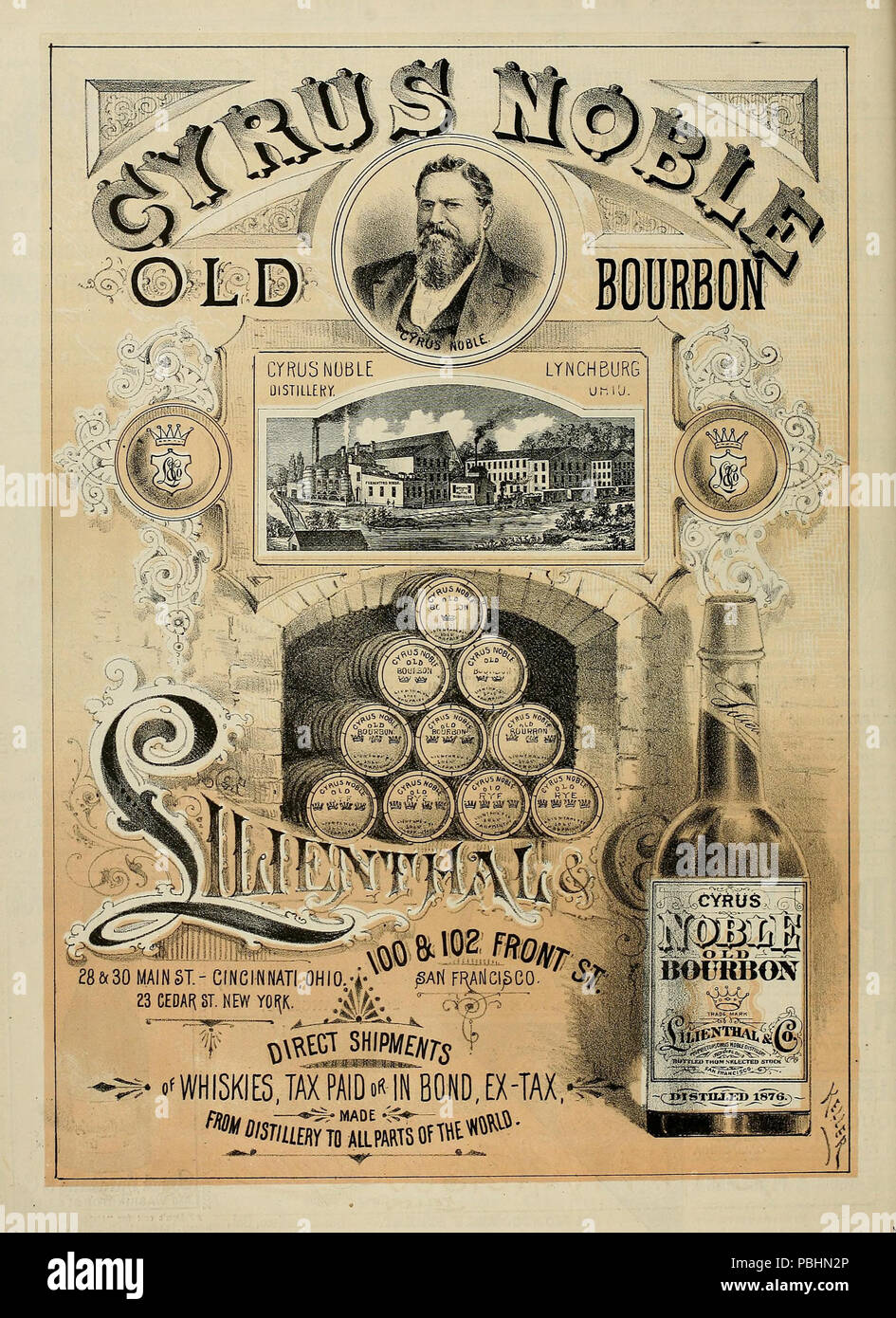 1711 Die Wasp 1882-12-23 Cyrus Edlen alten Bourbon Werbung Stockfoto