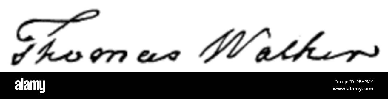 1743 Thomas Walker (Explorer) Unterschrift Stockfoto
