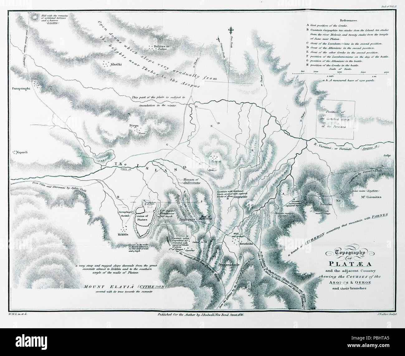 1756 Topographie des Plateae und das angrenzende Land erweist die Kurse des Oeroe Asopus&amp; und ihre Zweige - Leake, William Martin - 1824 Stockfoto