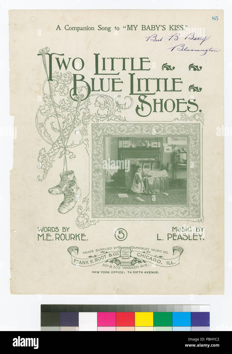 1781 Zwei kleine, blaue kleine Schuhe (NYPL Hades -464332-1166106) Stockfoto