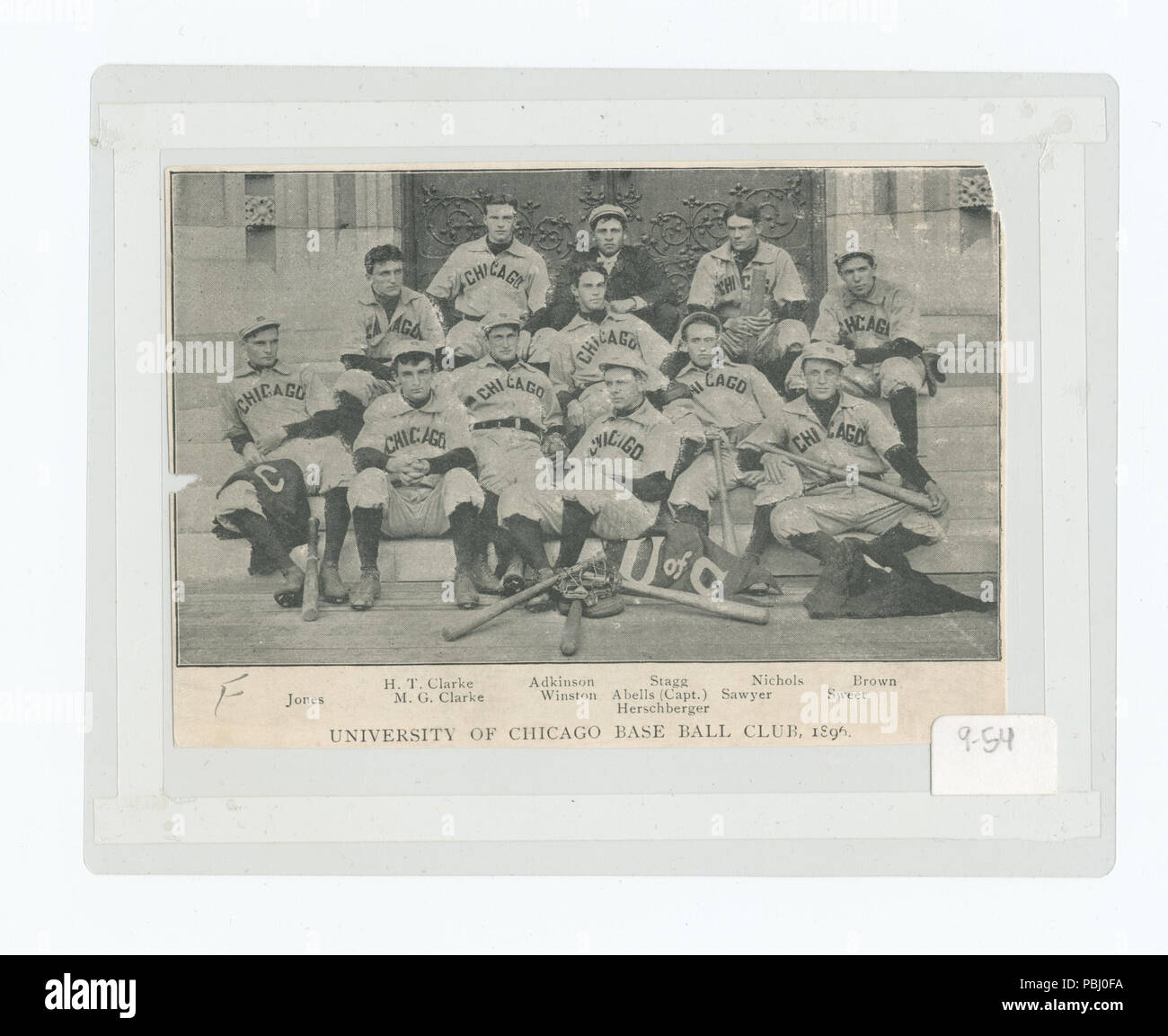 1791 an der Universität von Chicago Baseball Club, 1896; Holy Cross Base Ball Team 1896 (Nypl b 13537024-56429) Stockfoto