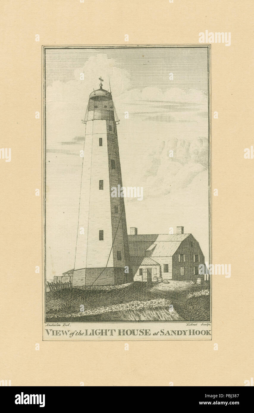 1816 Aussicht auf den Leuchtturm bei Sandy Hook (Nypl b 13512822-423215) Stockfoto