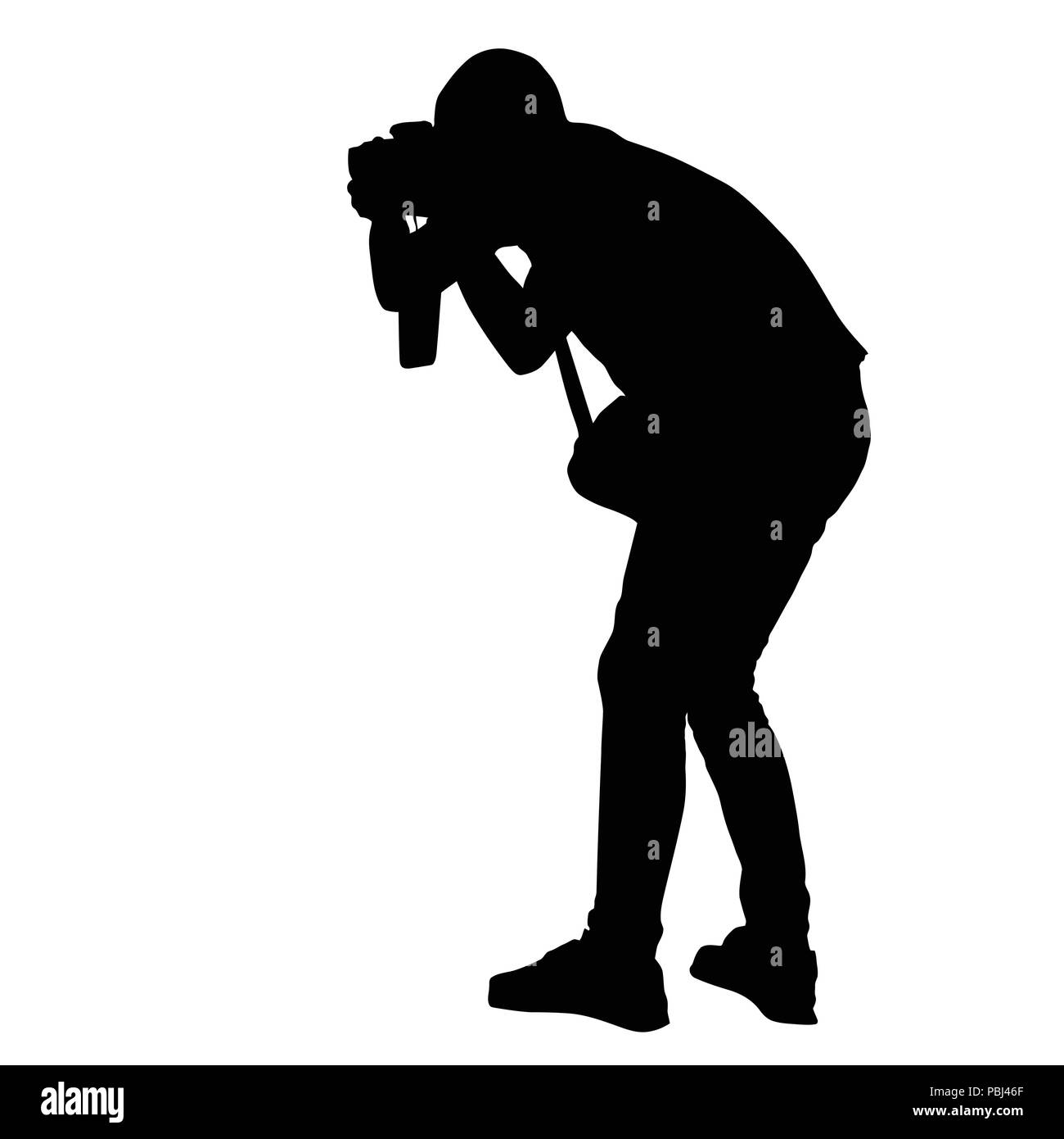 Ständigen Fotograf Silhouette auf weißem Hintergrund, Vector Illustration Stock Vektor