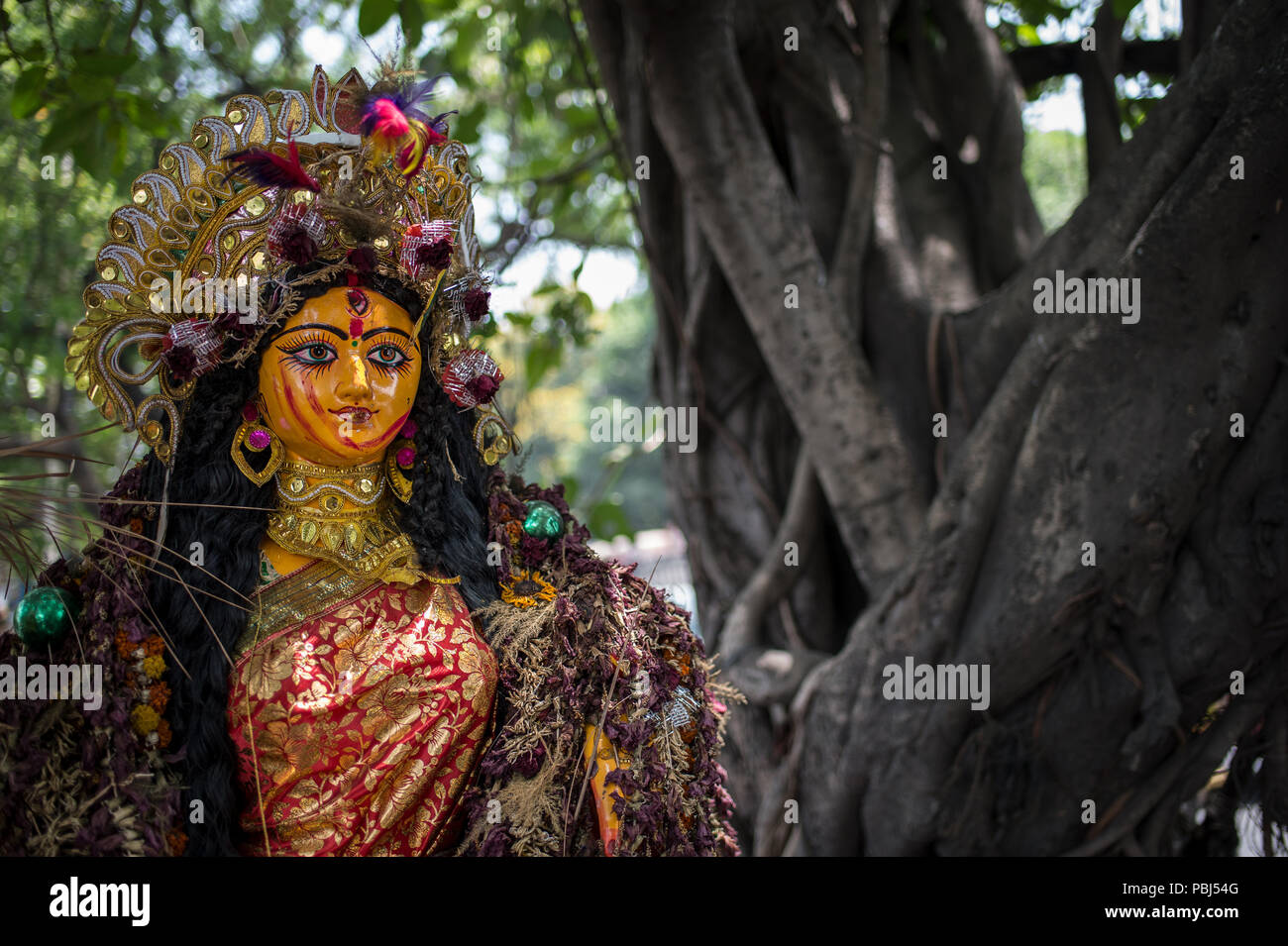 Religiöse Statuen auf dem Ganges Ufer, Kolkata, Indien Stockfoto