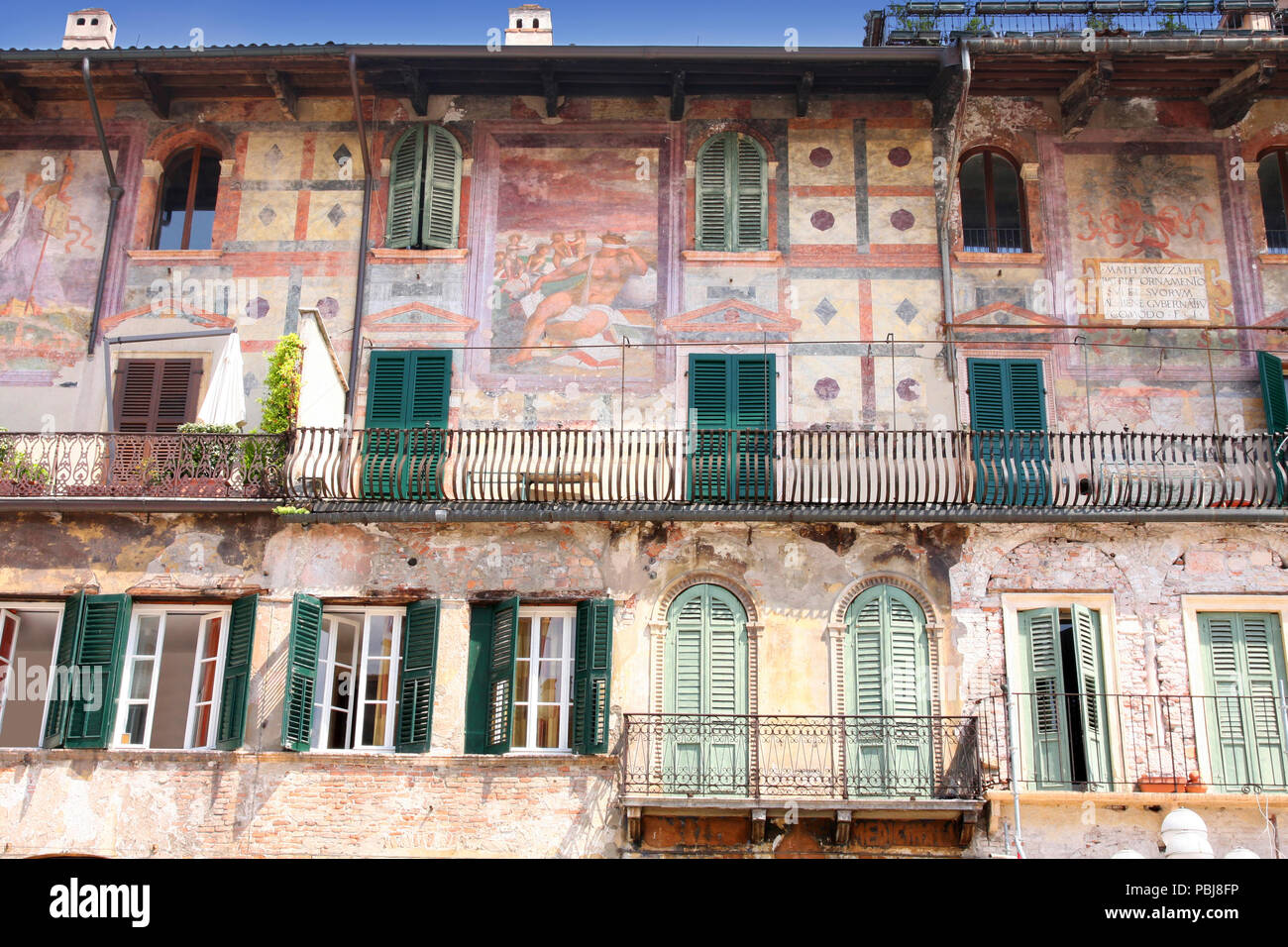 Mazzanti Haus in Piazza delle Erbe in Verona, Italien Stockfoto